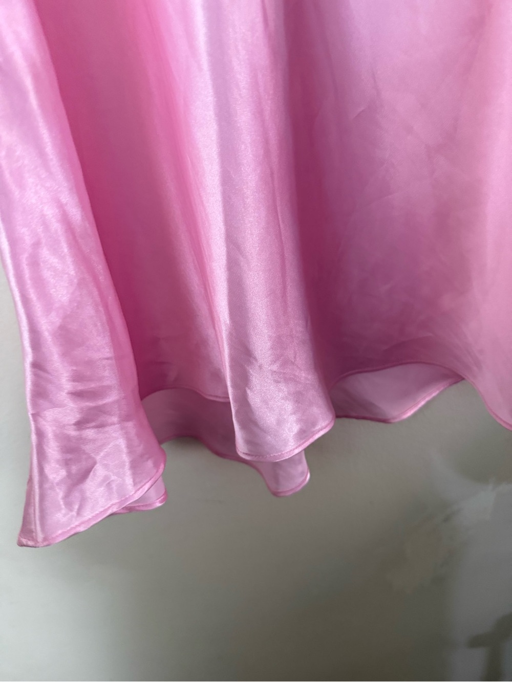 Pink Satin Slip Chemise with Fuchsia Lace Trim - Picture 4 of 9
